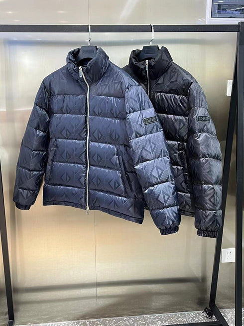 Dior Geometric-Pattern Short Down Jacket