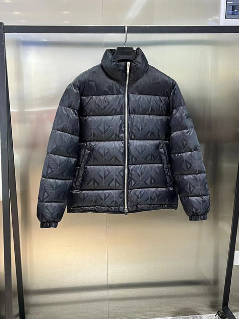Dior Geometric-Pattern Short Down Jacket