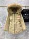 Prada Fur-Trim Hood Long Down Jacket
