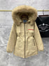 Prada Fur-Trim Hood Long Down Jacket