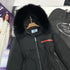Prada Fur-Trim Hood Long Down Jacket