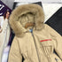 Prada Fur-Trim Hood Long Down Jacket