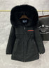 Prada Fur-Trim Hood Long Down Jacket