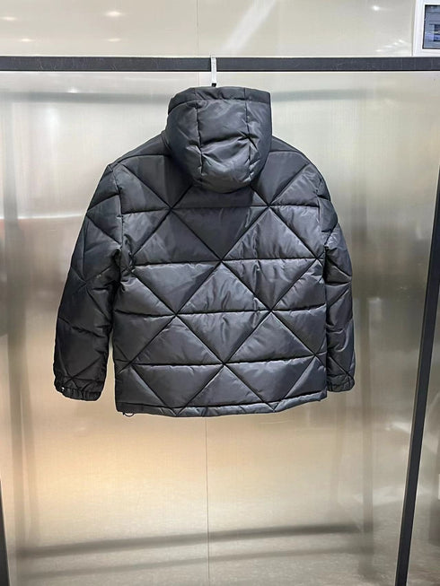 Prada Men's Black Diamond-Quilted Hooded Puffer Jacket
