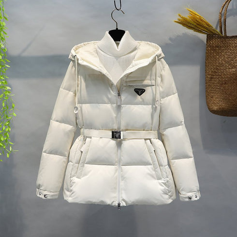 Prada Belted Hooded Puffer Jacket