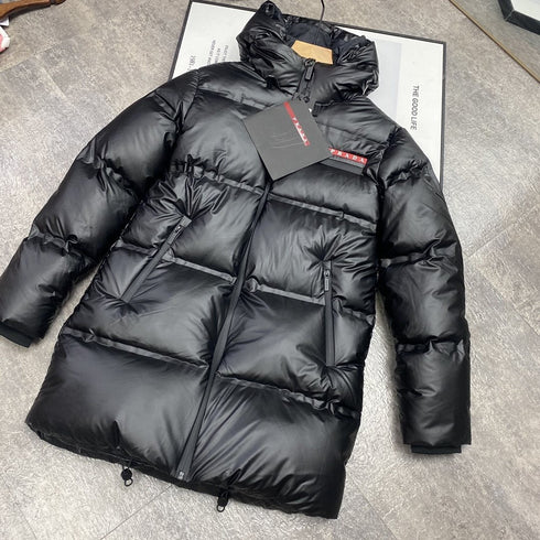 Prada Hooded Long Down Jacket