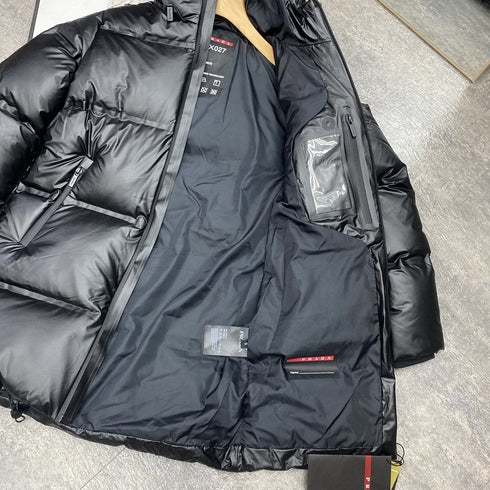 Prada Hooded Long Down Jacket