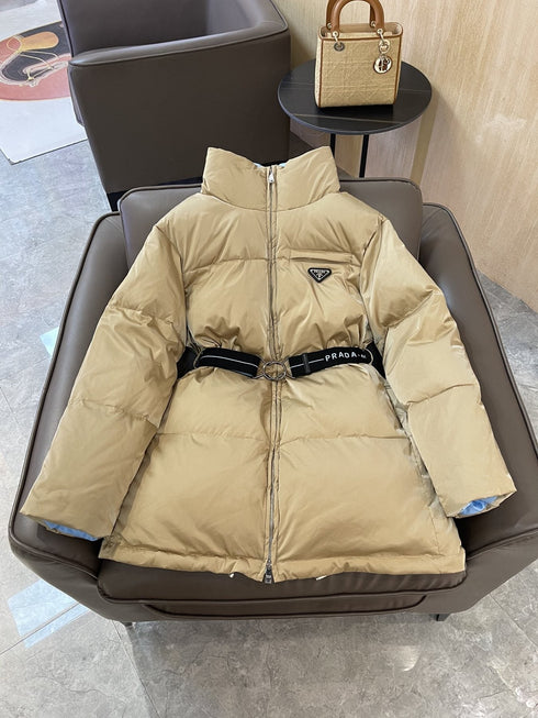 Prada Reversible Belted Long Puffer Jacket