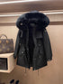 Prada Detachable Fox Fur-Trim Hood Long Down Jacket