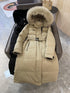 Prada Fur-Trim Belted Long Down Jacket