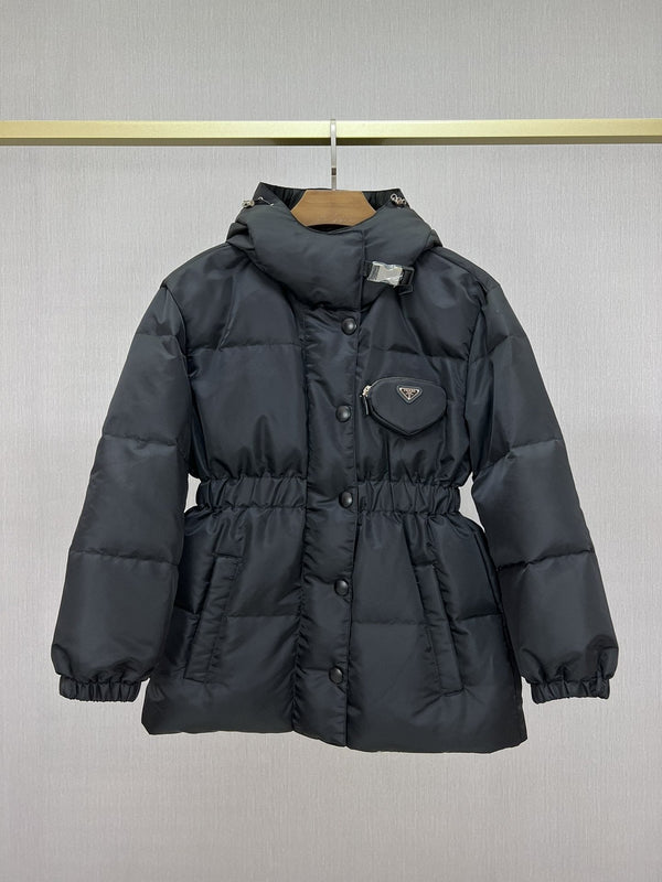 Prada Hooded Gathered-Waist Puffer Jacket