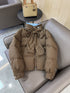 Prada Reversible Cropped Puffer Jacket with Removable Bow Scarf