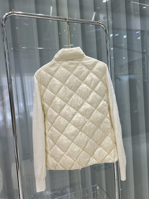 Moncler Diamond-Quilted Knit Sleeve Jacket