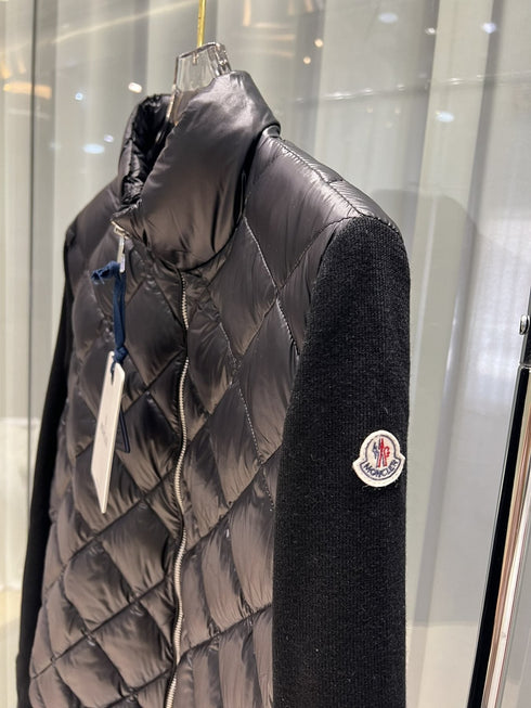 Moncler Diamond-Quilted Knit Sleeve Jacket