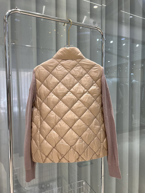 Moncler Diamond-Quilted Knit Sleeve Jacket