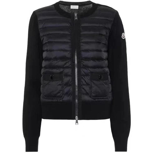 Moncler Women's Quilted Knit-Sleeve Zip-Front Jacket