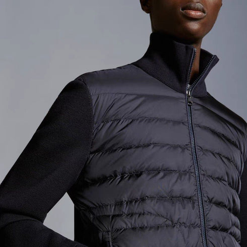 Moncler Black Hybrid Padded Knit Zip Jacket