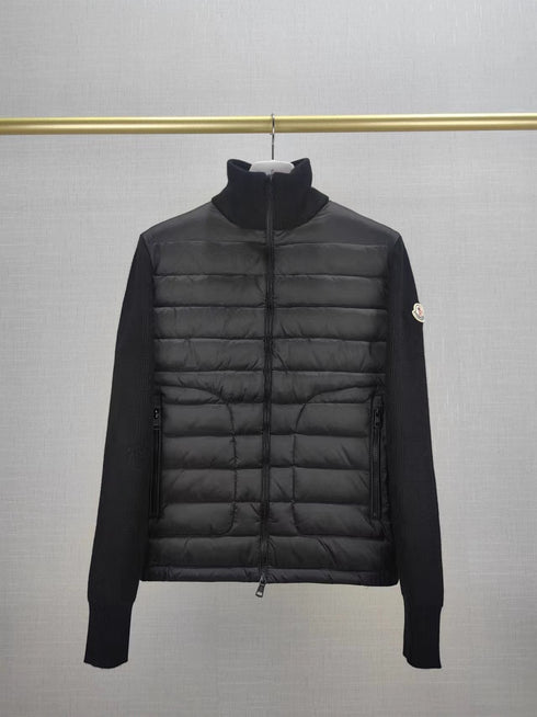 Moncler Black Hybrid Padded Knit Zip Jacket