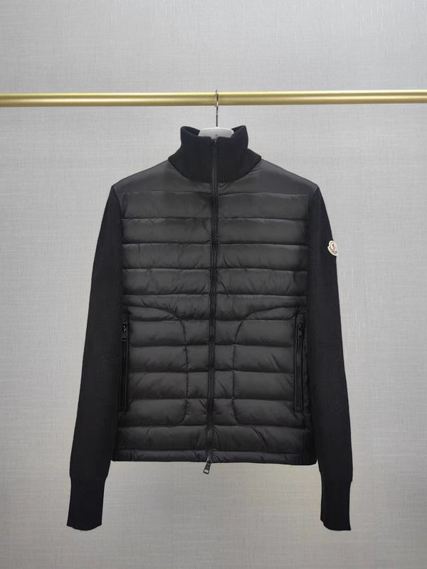 Moncler Black Hybrid Padded Knit Zip Jacket
