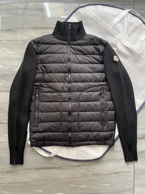 Moncler Black Hybrid Padded Knit Zip Jacket
