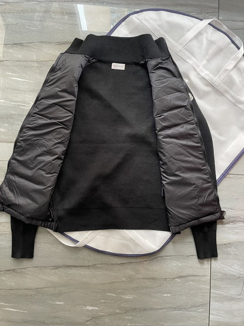 Moncler Black Hybrid Padded Knit Zip Jacket