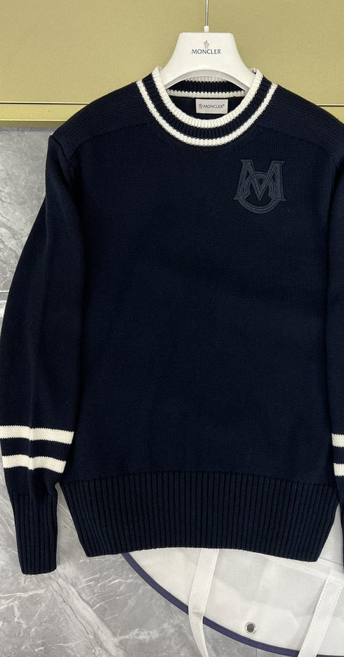 Moncler Navy Chest Monogram Knit Sweater