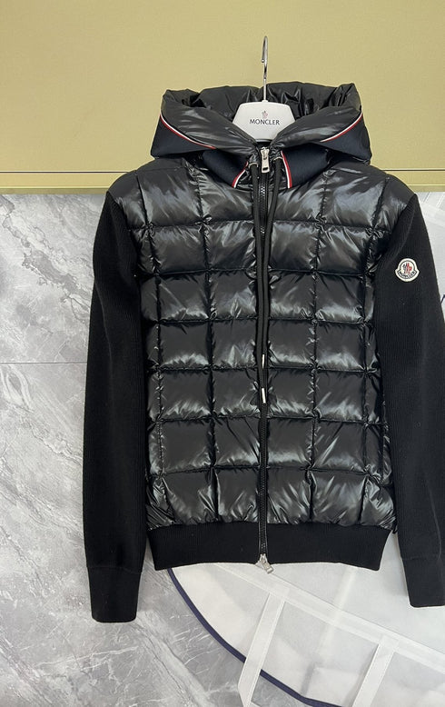 Moncler Quilted-Front Hooded Zip Jacket