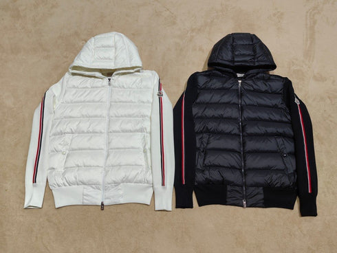 Moncler Men's Hooded Knit-Sleeve Down Jacket