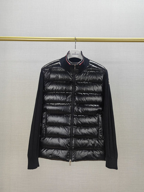 Moncler Quilted Knit-Sleeve Jacket