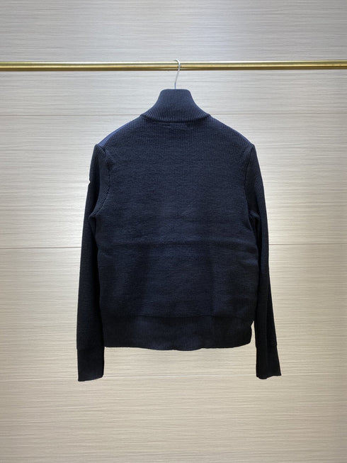 Moncler Quilted Front Knit Sleeve Zip Jacket
