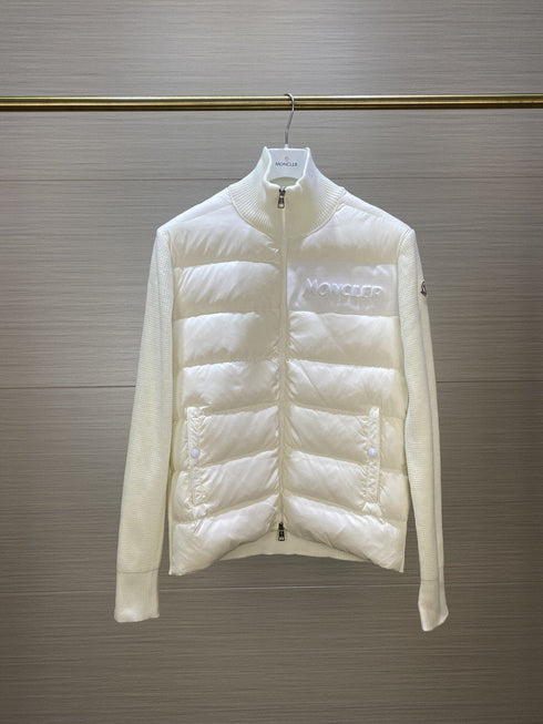 Moncler Quilted Front Knit Sleeve Zip Jacket