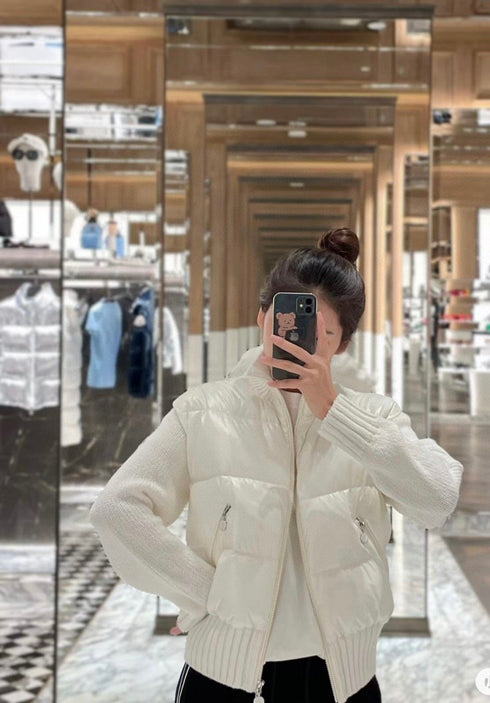 Moncler Women's Knit Sleeve Down Jacket