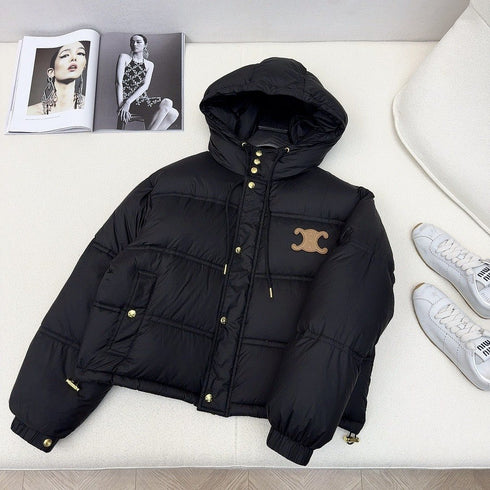 Celine Cropped Hooded Puffer Coat