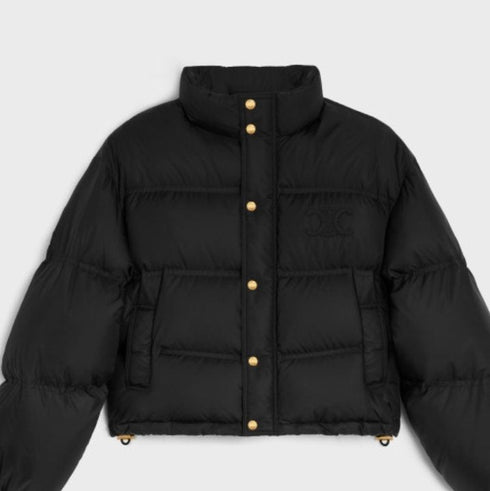 Celine Black Cropped Quilted Puffer Coat
