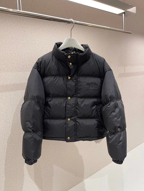 Celine Black Cropped Quilted Puffer Coat