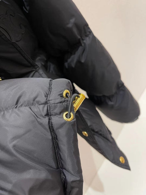 Celine Black Cropped Quilted Puffer Coat