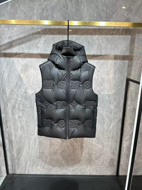 LV Tonal Monogram Hooded Quilted Vest