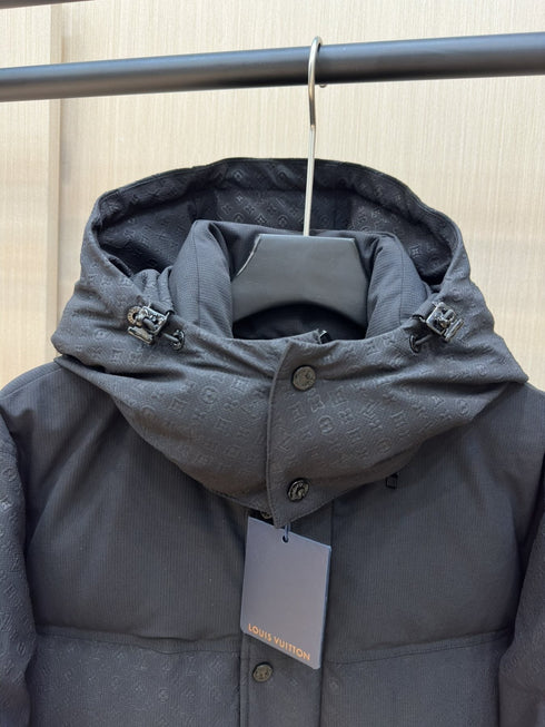 LV Tonal Pattern Hooded Puffer Coat
