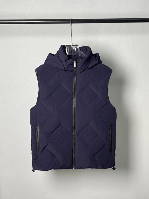 Fendi Geometric-Quilted Hooded Down Vest