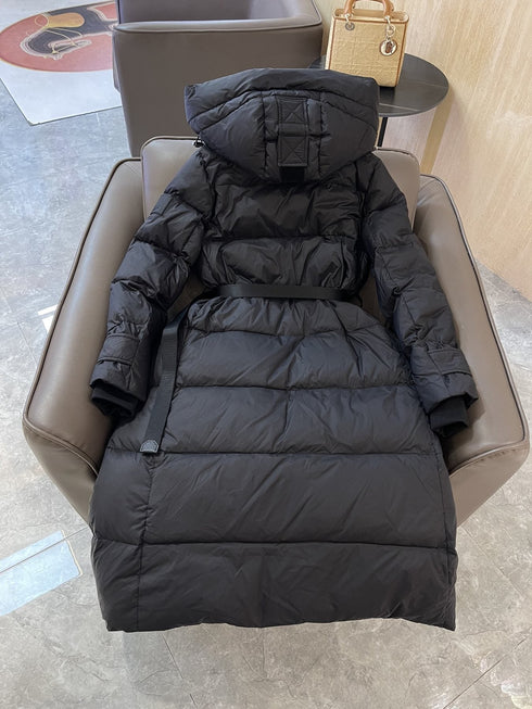 Burberry Hooded Belted Long Down Jacket