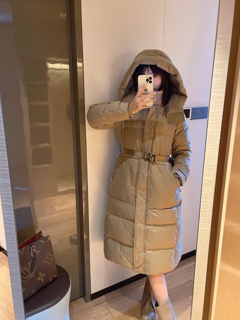 Burberry Hooded Belted Long Down Jacket