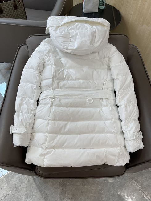 Burberry Belted Hooded Quilted Down Jacket