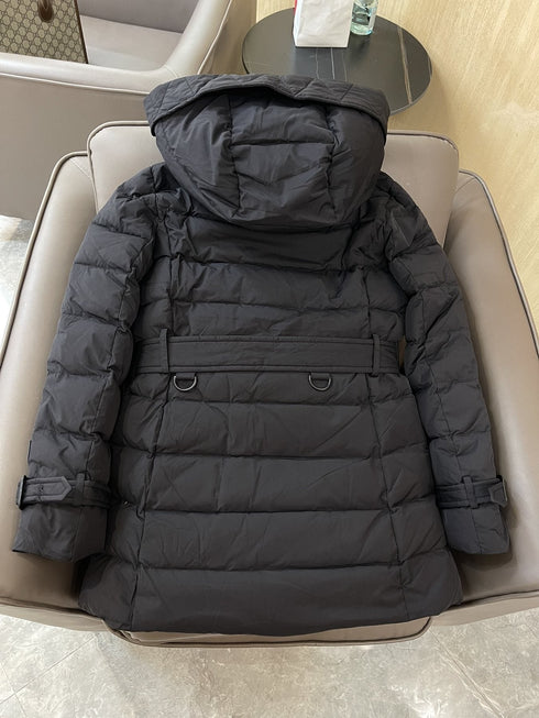 Burberry Belted Hooded Quilted Down Jacket