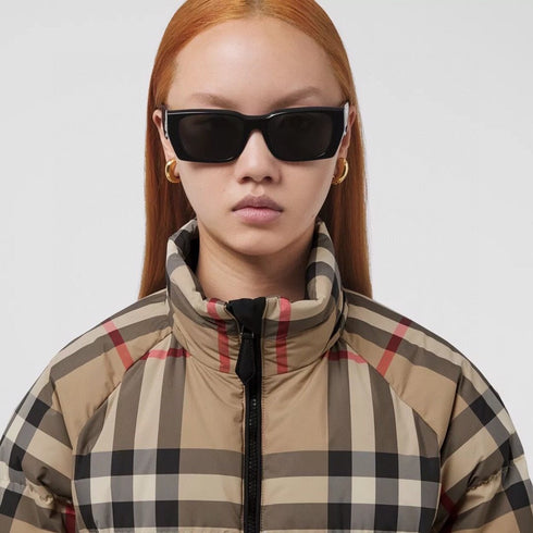 Burberry Reversible Beige Check Hooded Puffer Jacket
