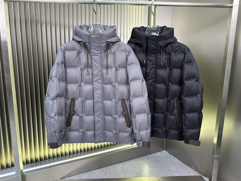 Zegna Quilted Hooded Short Down Coat