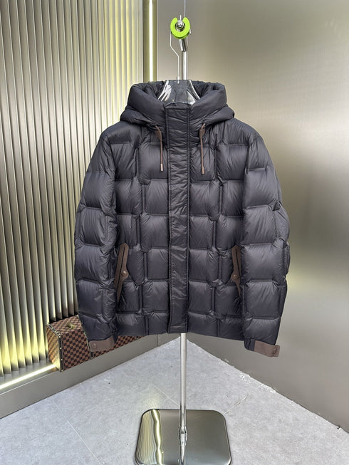 Zegna Quilted Hooded Short Down Coat