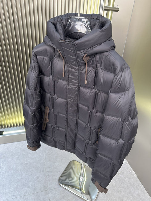 Zegna Quilted Hooded Short Down Coat