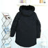 Moose Knuckles Men's Black Fur-Trim Hood Long Parka
