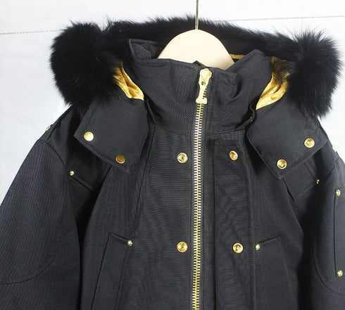 Moose Knuckles Gold-Tone Hardware Hooded Long Parka