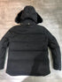 Moose Knuckles Black Hooded Puffer Jacket with Gold Lining